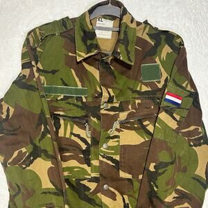 Military Dutch Field Jacket KL Marquardt & Schulz Woodland Shirt 11/90 SZ LG VTG